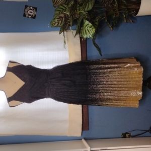 Worthington Black Lace & Gold Foiled Dipped Ombre Cocktail Dress